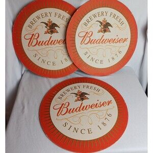 3-Large 12-inch Budweiser Beer Tray Coasters